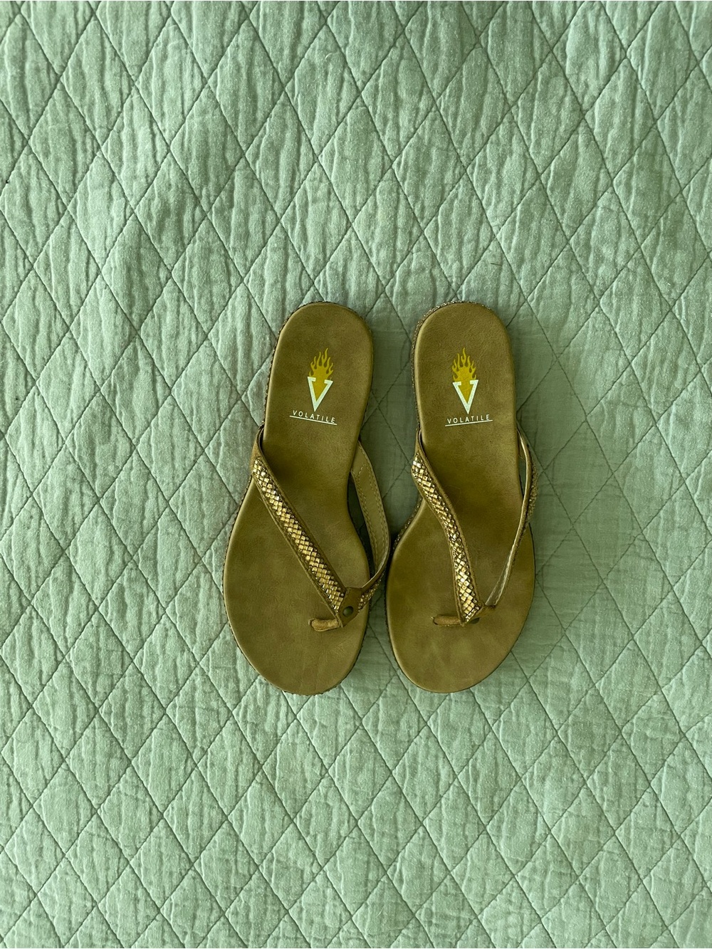 Volatile Metallic Gold Braided Strap Women's Sandals